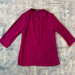 EXPRESS Fuchsia Pink Purple 3/4 Sleeve Zip Neckline Blouse Women's Small Photo 0