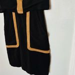 TOCCIN Black & Tan Faux Suede Stretch Hourglass Sheath Mini Dress Size 10 Photo 6