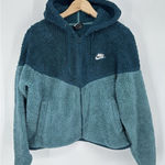 Nike Wind Runner Sherpa Fleece Full Zip Coat Blue/Green Size Medium BV5468-347 Photo 0