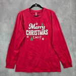 PJ Place Merry Christmas Tree Red Print Y2K VTG Holiday Long Sleeve Top Medium Photo 0