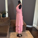 Women’s Pink Tea Length Chiffon Dress Matching Chiffon Jacket CorsetBack Size 12 Photo 4