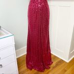 La Femme  Red Sequin Strapless Formal Dress Prom Evening Gown Mermaid Size 4 Photo 3