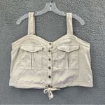 Free People Palm Desert Solid Top Ivory Beige Cotton Cargo Utility Women's M Photo 0