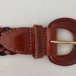 Anthropologie Vintage Braided Multicolor Leather Belt Rounded Buckle Brown Large Photo 1