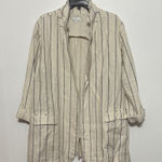 J.Jill Linen Blend Striped Cream Women's Blazer Cardigan Black Size L Photo 0