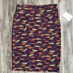 LuLaRoe Cassie Pencil Skirt Feather Print Size L Photo 0