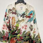 Chico's Colorful Ladies Button Down Sz 3 Classic Size 12 Wide Cuff Roll Sleeve Photo 1