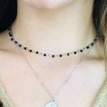 Black Beaded Choker Necklace Gray Photo 0