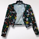 Emery Rose XS Open Cardigan Black Floral Colorful Top Formal Party Cropped Black Photo 0