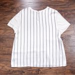 St. John  • alternating stripes contrast tee top popover cream black patchwork Photo 6