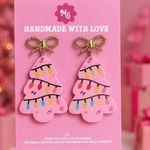 Pink Christmas Tree Earrings ππ Girly Holiday Aesthetic Jewelry Photo 0
