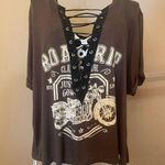 Charlotte Russe Charolette Russe Green Cropped Criss Cross Front Short-Sleeve Top, Size M Photo 0