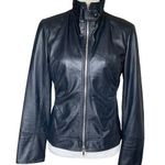 Lafayette 148 New York Women’s Lambskin Leather Moto Ruched Jacket Size 6 Photo 0