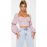 Pretty Little Thing Size 6 Rose Ruched Cup Hook & Eye Crop Top  New Without Tags Photo 2