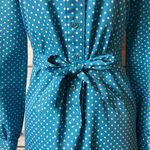 Vintage 70s Schrader Sport Blue Patterned Long Sleeve Dress Photo 1