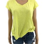 ANA A New Approach LARGE Petite Neon Yellow Burnout V Neck Basic Tee Shirt Size undefined Photo 0