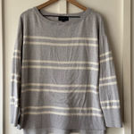 Banana Republic  Light Gray Striped Cream Sweater Photo 0