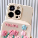 NWT iPhone 15 Plus Cream 3D Tulip Zip Pocket Crossbody Phone Case Purse Photo 5