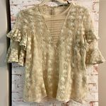 All Saints Cream Lace Blouse with Ruffle Sleeves Photo 0