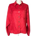 Chico's Chico’s Women’s Red Faux Suede Oversized Button Up Shirt Jacket Size 2 Photo 1