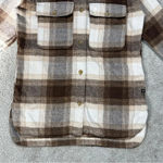 Banana Republic Women's Wool Blend Plaid Flannel Shirt Jacket Longline Brown M Photo 4