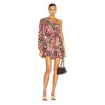 HEMANT & NANDITA One Shoulder Floral Metallic Ruffle Mini Dress XL FLAWED Pink Photo 1