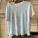 Rag and Bone baby blue oversized boxy linen Tshirt with pink, grey details size xs Photo 2