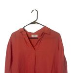 Uniqlo Women's Size Small Coral Pink 100% Linen Long Sleeve Blouse Photo 2