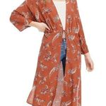 Anama USA NWT Anama Long Floral Front Tie Kimono Medium Photo 0