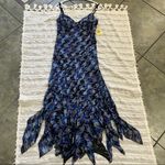 NWT SANGRIA Lined 100% Silk Dress Black Blue Geometric With Side Zip Sz 4 Boho Photo 10