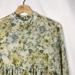 Altar'd State  Yellow & Blue Floral Long Sleeve Babydoll Top XS Photo 4