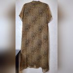 Robbie Bee Vintage  100% Silk   Brown Button-Up Maxi Dress SIZE:14WP ANIMAL PRINT Photo 2