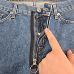 Hudson Jeans Hudson Crop Riley Relaxed Straight Jeans Exposed Zip Front Blue Denim Size 29 Photo 5