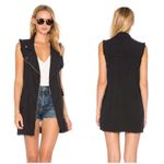 Free People  Vest Womens XS Black Denim Moto Long Relax Frayed Rock Goth OB663677 Photo 3