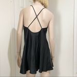 ZARA Black Criss Cross Back Satin Mini Slip Dress M Photo 1