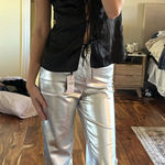 EXPRESS Silver Metallic Leather Pants Photo 0
