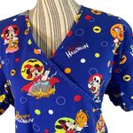 Disney Blue Mickey Mouse Halloween Wrap Tie Back Scrub Medical Top Women Sz XL Photo 2