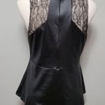 BKE Boutique black faux leather and lace peplum tank size large Photo 6