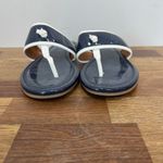 J. McLaughlin  Leslie Sandal 8.5 Navy‎ Patent Leather Thong Summer Nautical Strap Photo 7