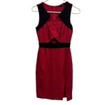 Guess  Cut Out Red Black Formfit Bodycon Slit Front Above the Knee Dress Womens 2 Photo 8
