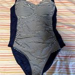 Nautical Blue and White One Piece Swimsuit with Sweetheart Neckline Size 10 Photo 0