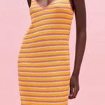 ZARA  | Striped‎ Jacquard Crochet Knit Midi Dress medium Photo 0