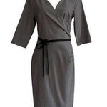 MUXXM Dress Gray Stretch Faux Wrap V Photo 0