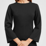 Everlane 3/4 Long Sleeves Shift Dress Mini Short Black Ponte Stretch Size 6 (S) Photo 0