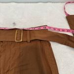 Vince  Belted Linen Blend Utility Capri Pants Womens Sz L Brown Cuffed High Rise Photo 8