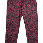 Sanctuary Social Standard  Animal Print Skinny Pants 14 Mid-Rise Burgundy Photo 0