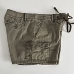 Women's Olive Cargo Shorts. Drawstring with button and zipper. Inseam 4” Size 4 Green Photo 4
