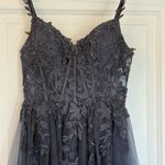 Homecoming or prom dress sheer bodice, deep navy lace Gown Blue Size 2 Photo 3