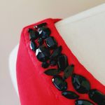 Bisou Bisou red scuba embellished peplum blouse size large Photo 2