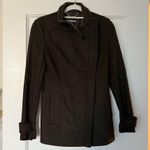 EXPRESS Khaki Olive Green Wool Blend Funnel Neck Peacoat Jacket Size XSmall EUC Photo 1